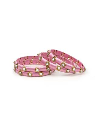 Set Of 4 Silk Thread Bracelets With Kundan Style Stone 2