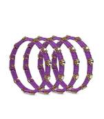 Set Of 4 Silk Thread Bracelets With Kundan Style Stone