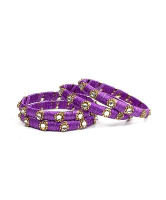 Set Of 4 Silk Thread Bracelets With Kundan Style Stone 2