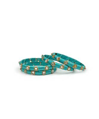 Set Of 4 Silk Thread Bracelets With Kundan Style Stone 2