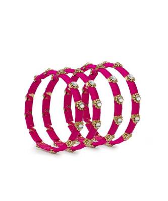 Set Of 4 Silk Thread Bracelets With Kundan Style Stone 1