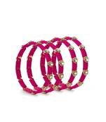 Set Of 4 Silk Thread Bracelets With Kundan Style Stone