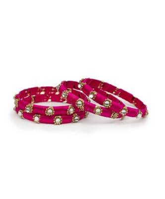 Set Of 4 Silk Thread Bracelets With Kundan Style Stone 2