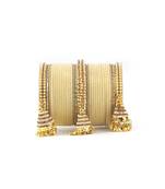 Set Of 62 Velvet And Beaded Bangle Set With Jhumki For Both Hands By Leshya