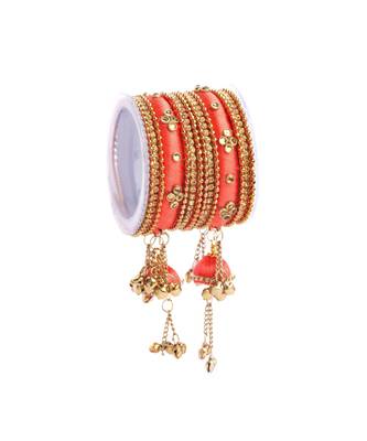 Set Of 14 Silk Thread Jhumki Bangles Designed For Both Hands By Leshya 2