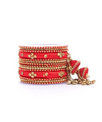Set Of 14 Silk Thread Jhumki Bangles Designed For Both Hands By Leshya 1