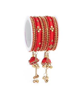 Set Of 14 Silk Thread Jhumki Bangles Designed For Both Hands By Leshya 2