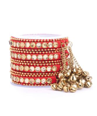 Set Of 12 Silk Thread Bangles With Ghungroo Designed For Both Hands By Leshya 1