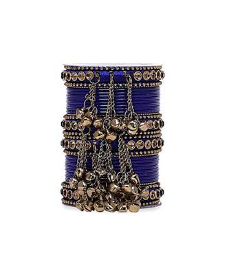 Traditional Ghungroo Bells Bangle With Silk Thread And Stone 1