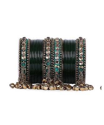 Traditional Ghungroo Bells Bangle With Silk Thread And Stone 1