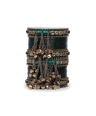 Traditional Ghungroo Bells Bangle With Silk Thread And Stone 2