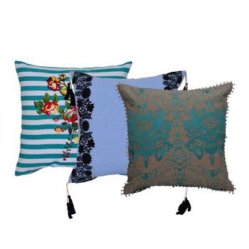 Reme Embroidered Multicolor Cotton Square Cushion Covers 1