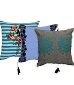 Reme Embroidered Multicolor Cotton Square Cushion Covers