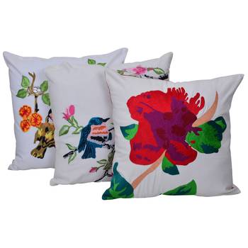 Reme Embroidered Multicolor Cotton Square Cushion Covers 1