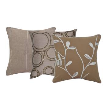 Reme Embroidered Cambric Pink Round Cushion Covers For Sofa 1