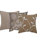 Reme Embroidered Cambric Pink Round Cushion Covers For Sofa