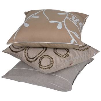 Reme Embroidered Cambric Pink Round Cushion Covers For Sofa 3