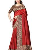 Maroon Printed Art Silk Saree With Blouse