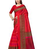 Pink Printed Art Silk Saree With Blouse