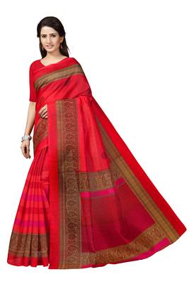 Pink Printed Art Silk Saree With Blouse 2