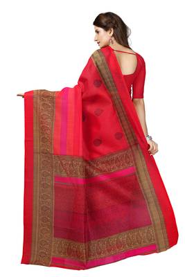 Pink Printed Art Silk Saree With Blouse 3