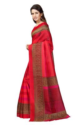 Pink Printed Art Silk Saree With Blouse 4