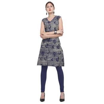 Blue printed rayon party wear kurtis 2