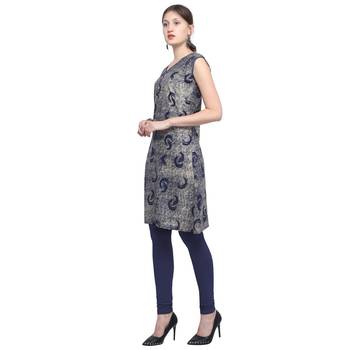Blue printed rayon party wear kurtis 3
