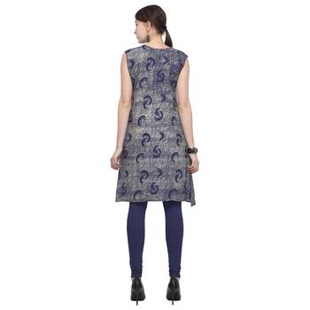 Blue printed rayon party wear kurtis 4