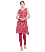 Pink printed rayon party wear kurtis