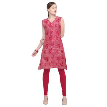 Pink printed rayon party wear kurtis 2