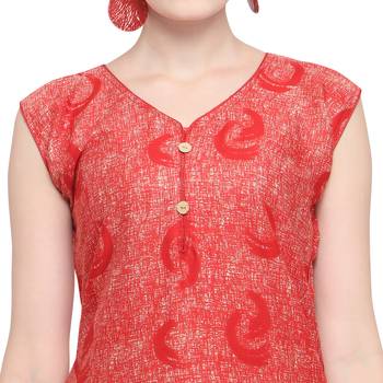 Red printed rayon party wear kurtis 5