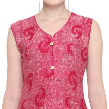 Pink printed rayon party wear kurtis 5