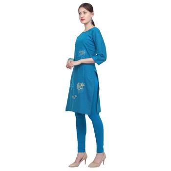 Blue embroidered rayon party wear kurtis 3