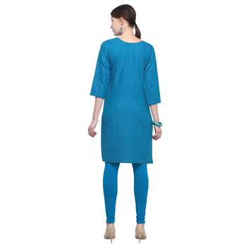 Blue embroidered rayon party wear kurtis 4