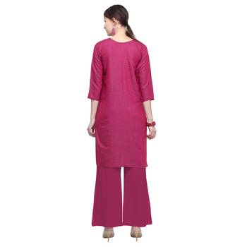 Pink embroidered rayon party wear kurtis 4