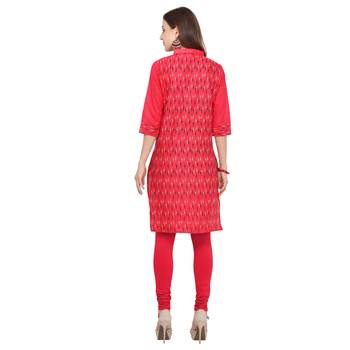 Pink printed cotton party wear kurtis 4