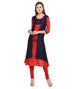 Blue printed rayon party wear kurtis