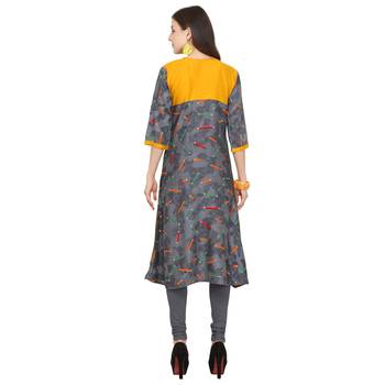 Mustard printed rayon party wear kurtis 4