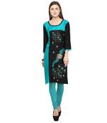 Black embroidered rayon party wear kurtis