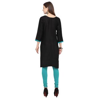 Black embroidered rayon party wear kurtis 4