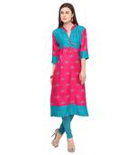 Pink printed rayon party wear kurtis