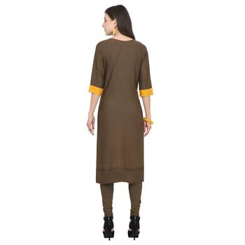 Mustard embroidered rayon party wear kurtis 4