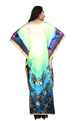 Justkartit Women'S Beach Wear Satin Silk Digital Printed Caftan Kaftan 5