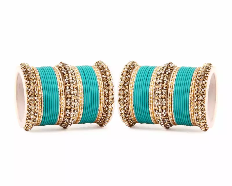 Set Of 2 Bridal Matte Textured Bangle Set