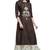 Women'S Brown & Cream Embroidered Readymade Suit Set