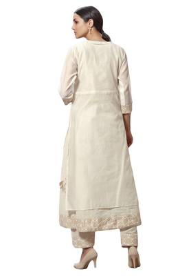 Women'S Cream Embroidered Readymade Suit Set 2
