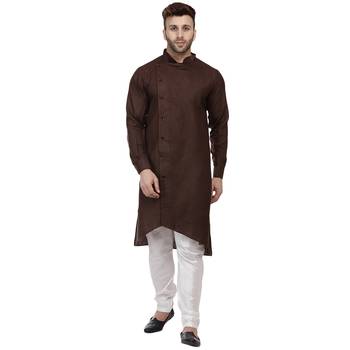 Brown Plain Cotton Men Kurtas 1