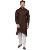 Brown Plain Cotton Men Kurtas
