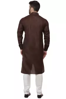 Brown Plain Cotton Men Kurtas